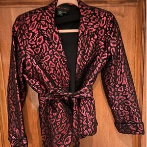 Nina McLemore Pink Leopard Tie Jacket